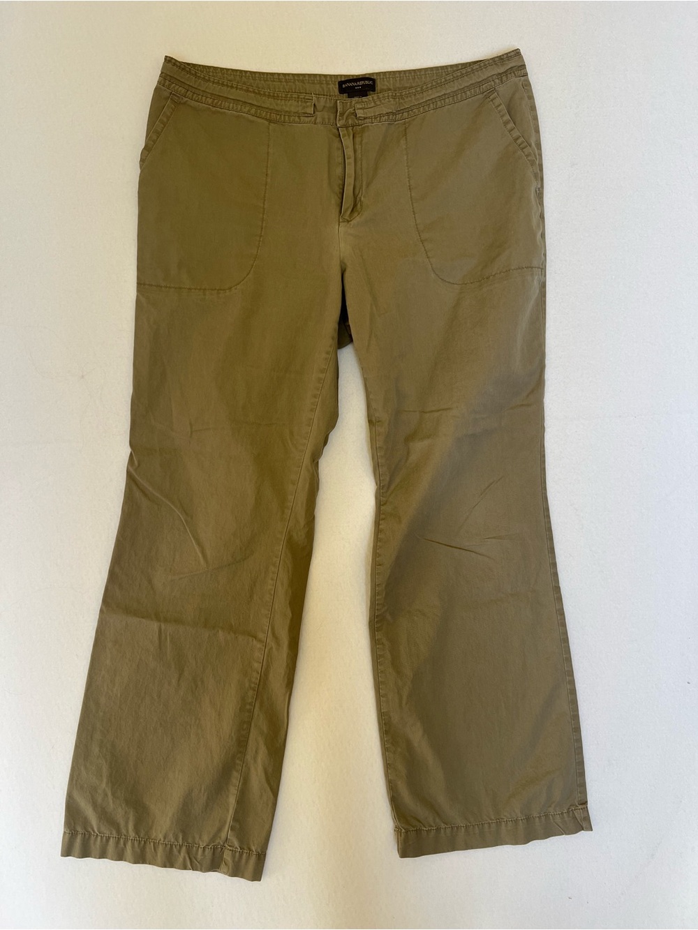 Banana Republic Women’s 14 Olive Cotton Wide Leg Pants Missing Drawstring